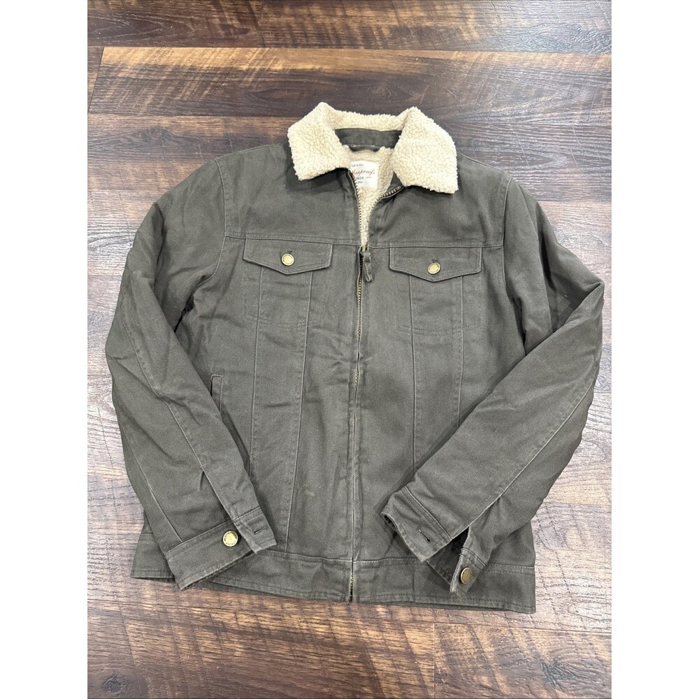 Weatherproof Vintage Jacket Mens Small Brown Sherpa Lined Full Zip Denim